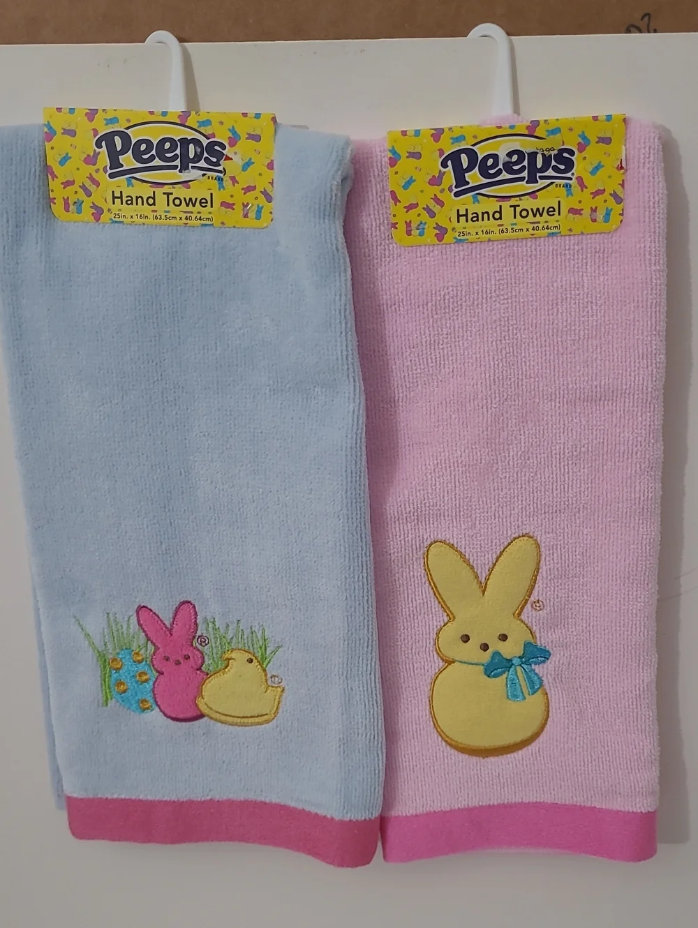 Peeps Bunny Hand Towels - Pink & Light Blue